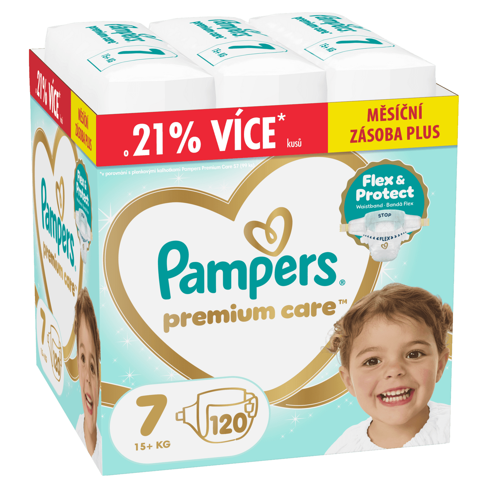 PAMPERS Premium Care Veľkosť 7, 15kg+, 120 ks