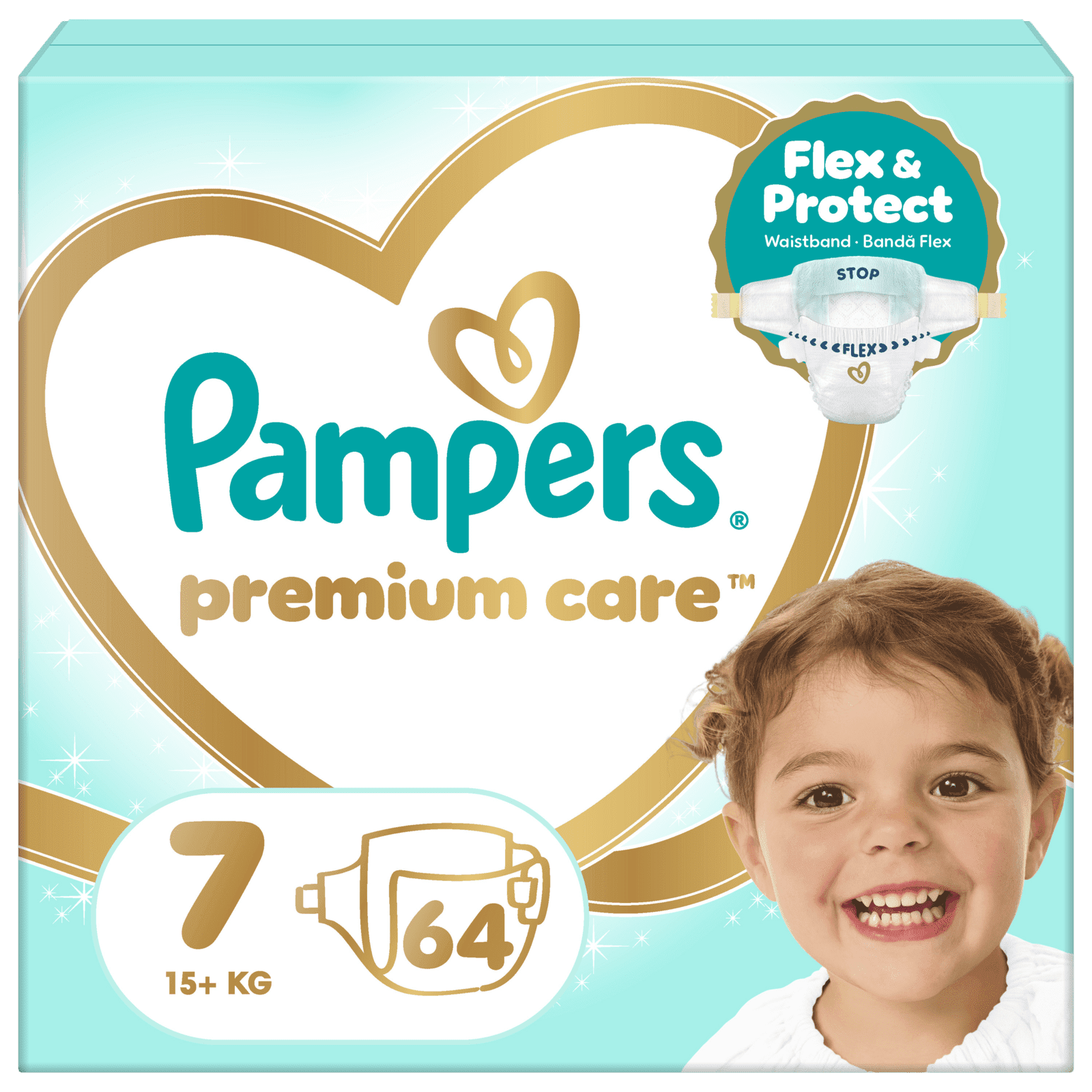 PAMPERS Premium Care Veľkosť 7, 15kg+, 64 ks