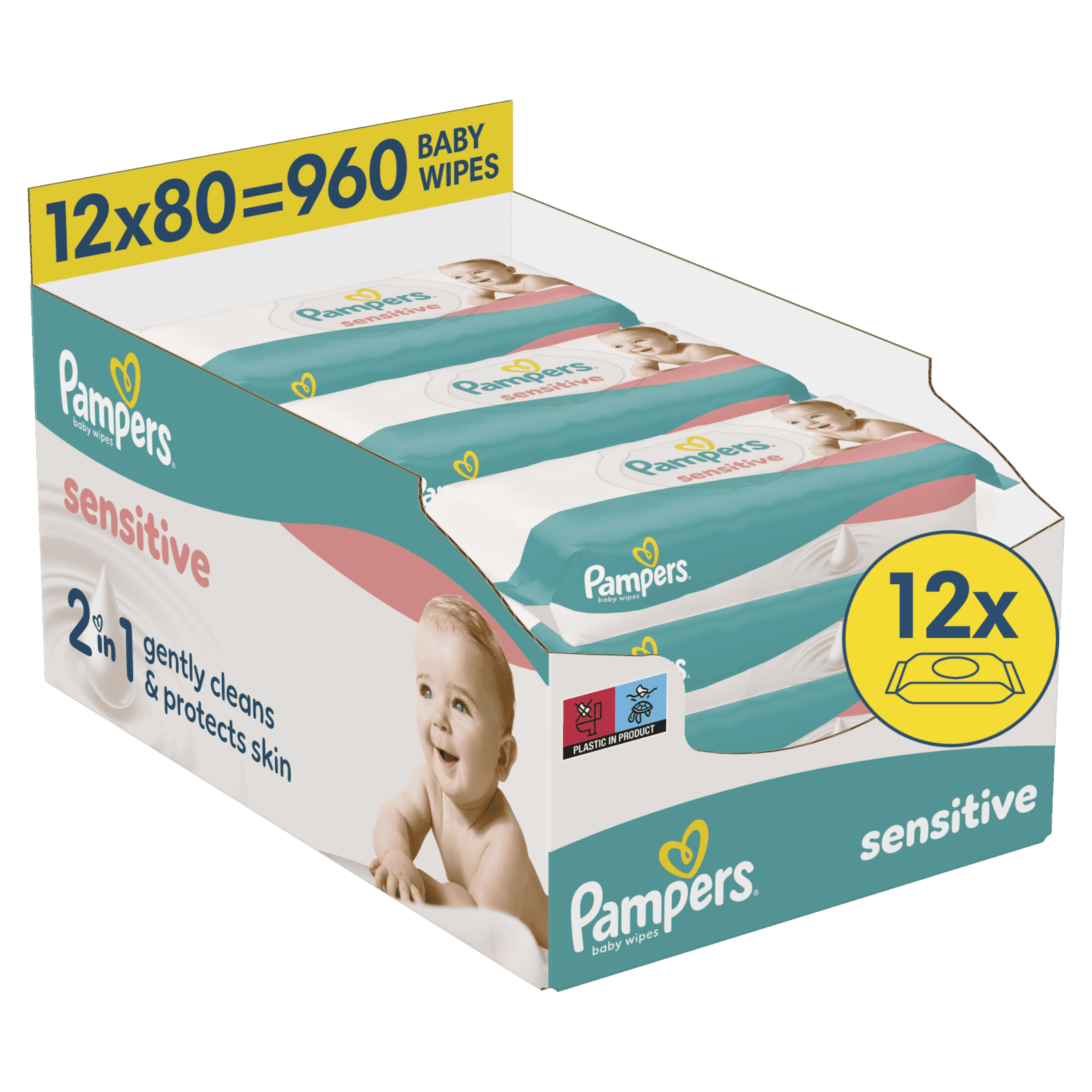PAMPERS Sensitive Baby detské čistiace obrúsky 12 x 80 ks