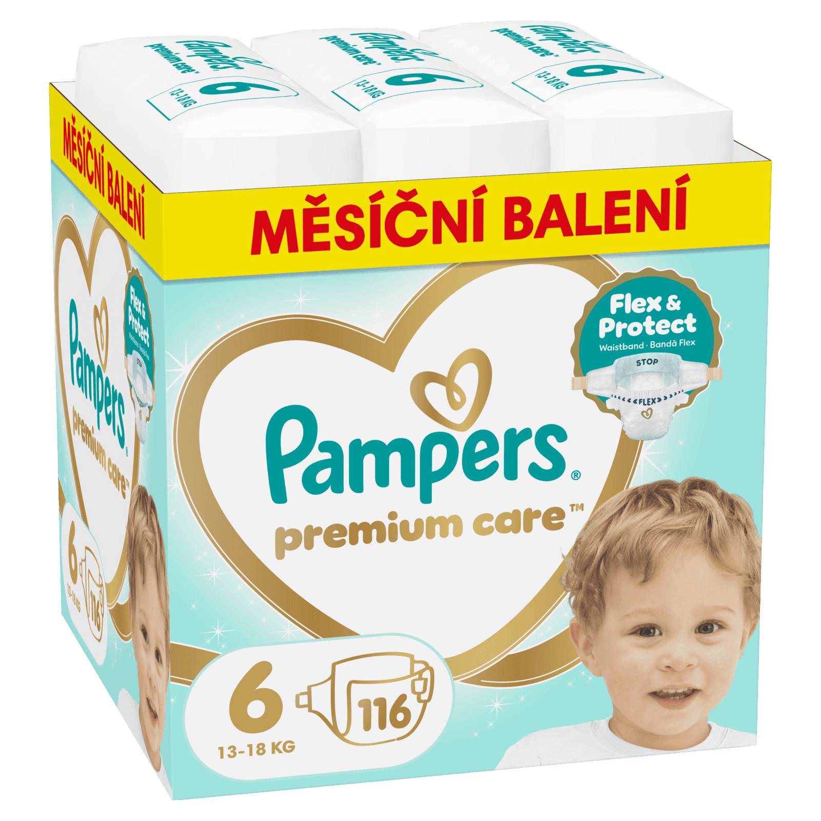 PAMPERS Premium Care Veľkosť 6, 13kg-18kg, 116 ks