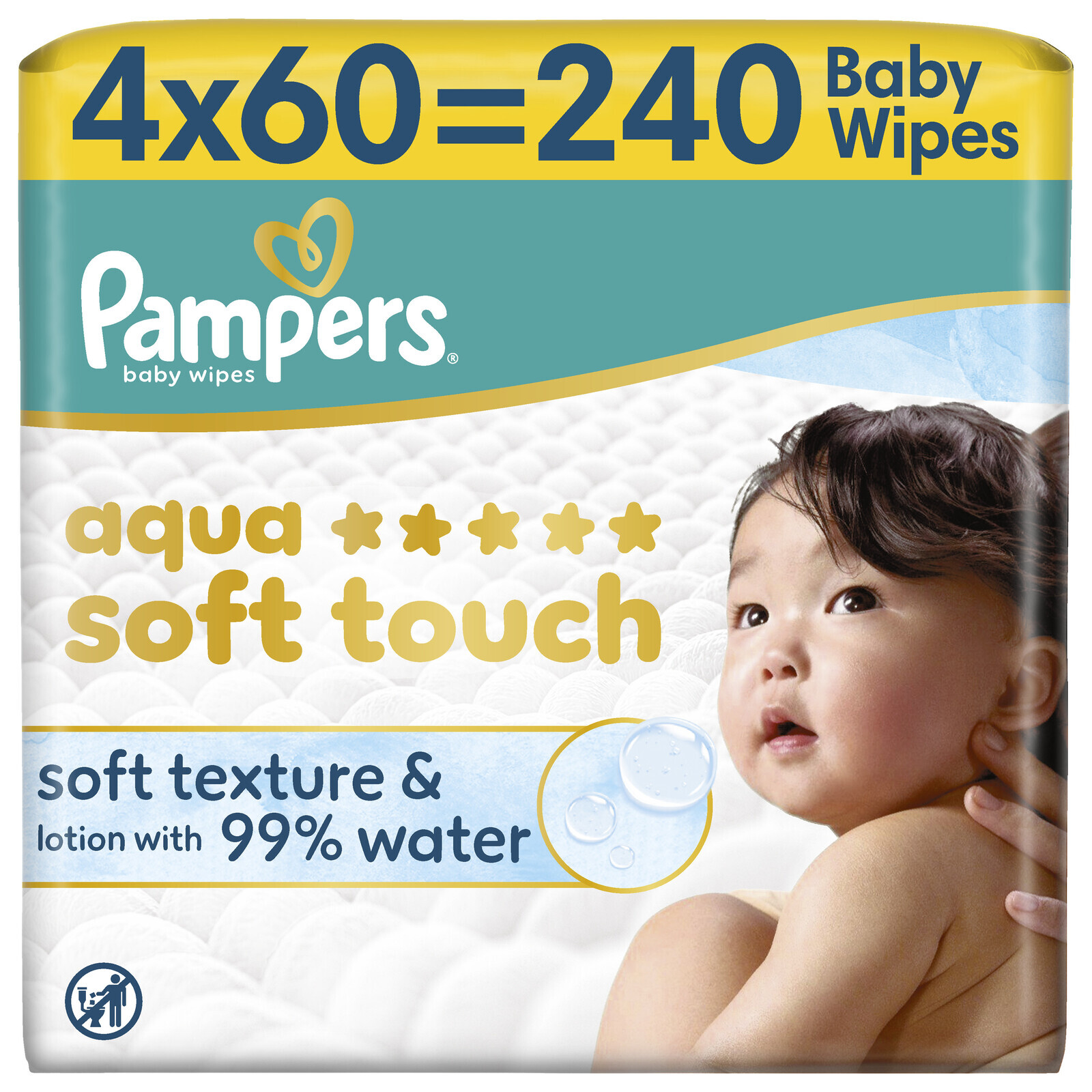 PAMPERS Detské čistiace obrúsky, Aqua Soft Touch Baby 4 ks