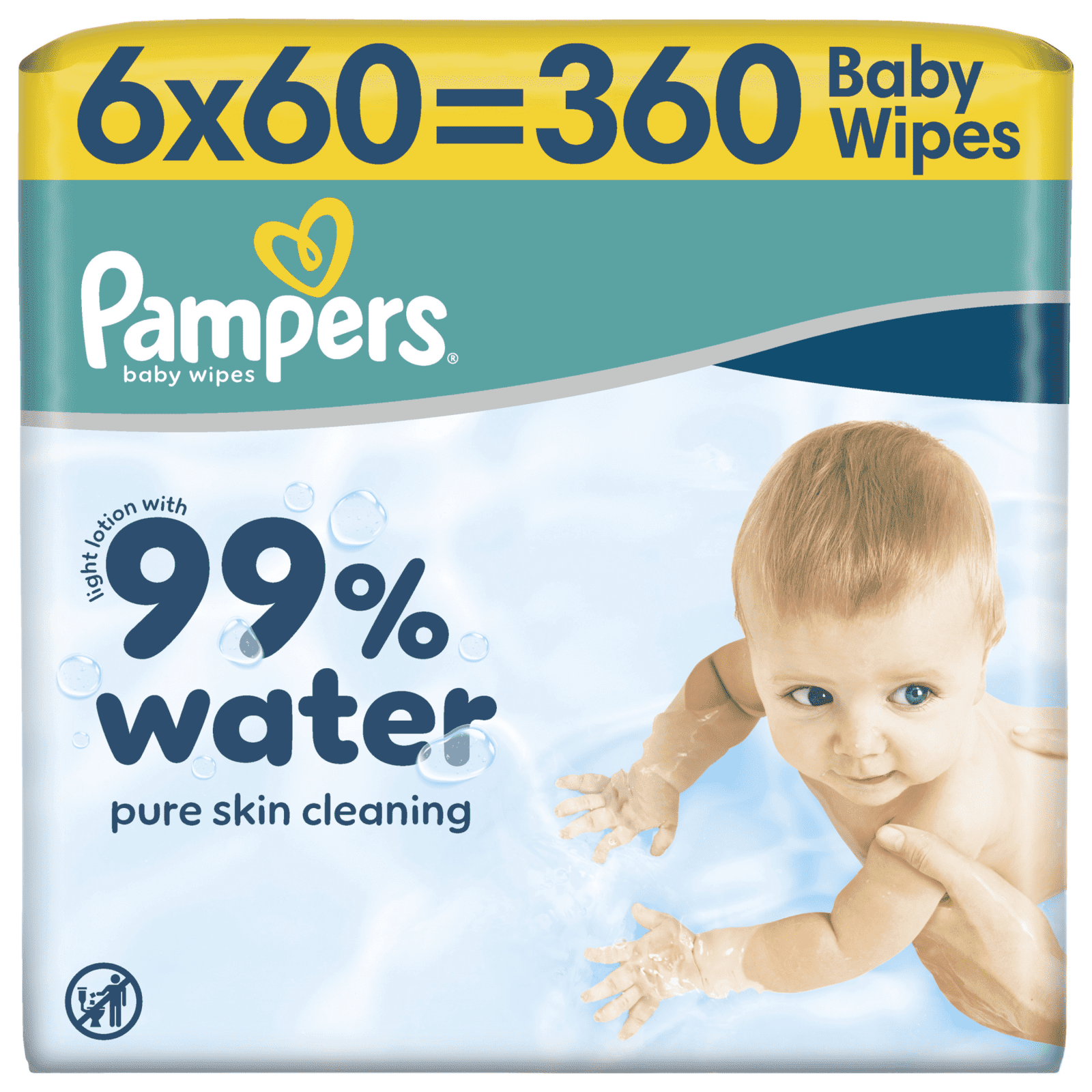 PAMPERS Detské čistiace obrúsky s 99% vody 6 x 60 ks