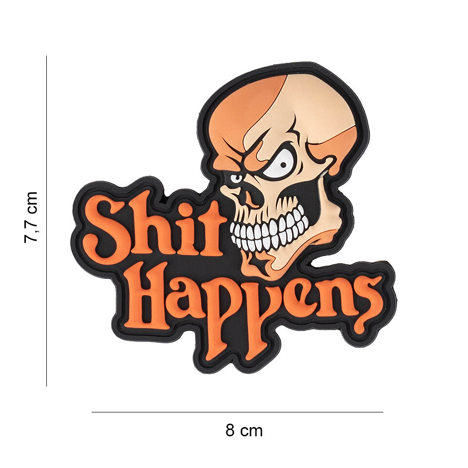 Gumová nášivka 101 Inc nápis Shit Happens - oranžová