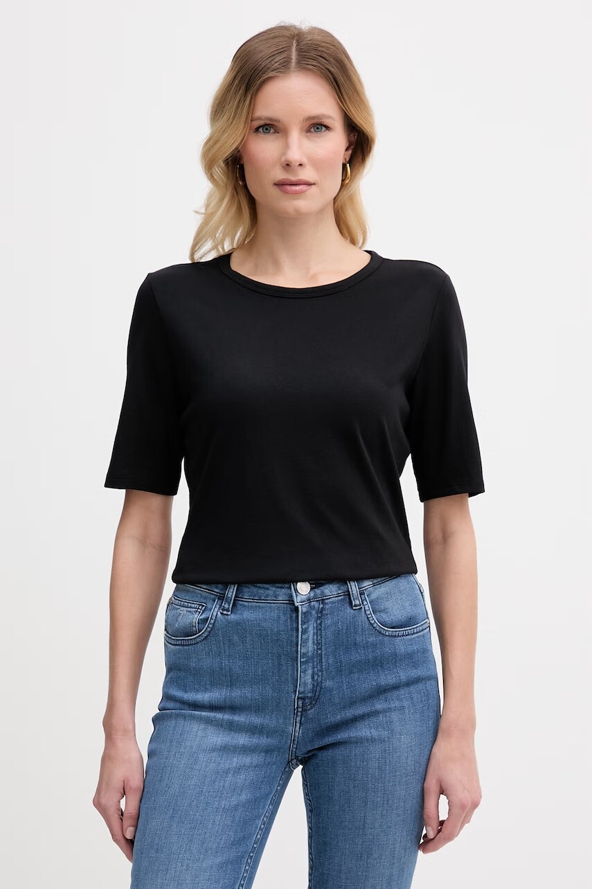 BOSS dámske basic tričko s prímesou hodvábu Evyta