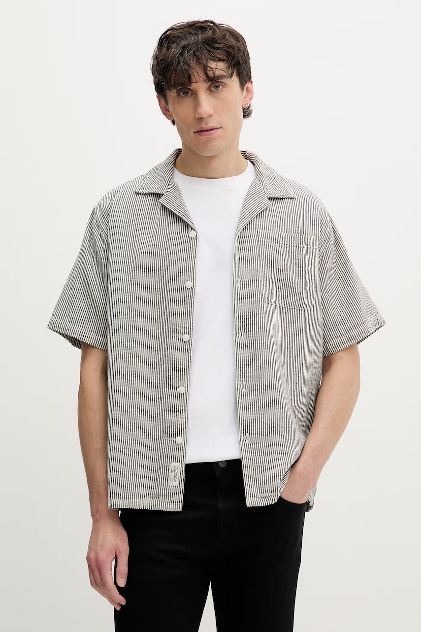 Guess Jeans pánska košeľa s prímesou ľanu