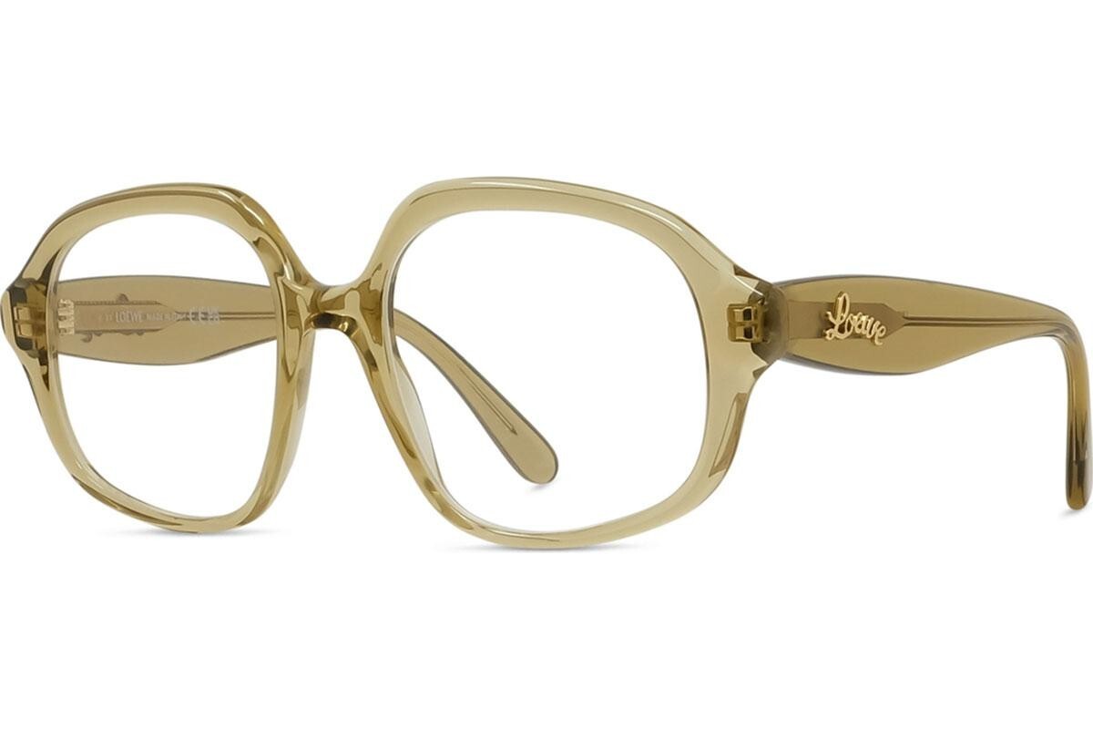 Loewe Curvy Green Geometric Eyeglasses - ONE SIZE (52)