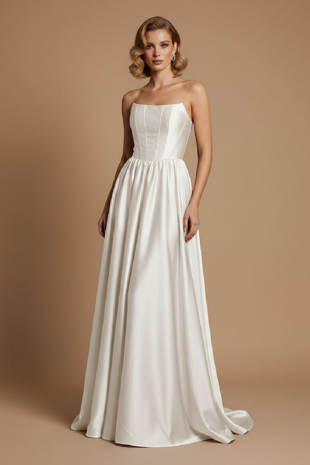 Eva & Lola Biele saténové šaty s korzetom Veľkosť: S