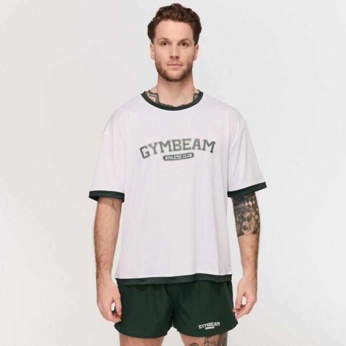 GymBeam Tričko Oversized Varsity White  L