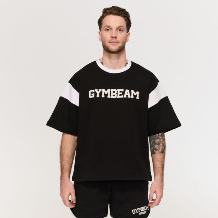 GymBeam Tričko Premium Heavyweight Varsity Black  S