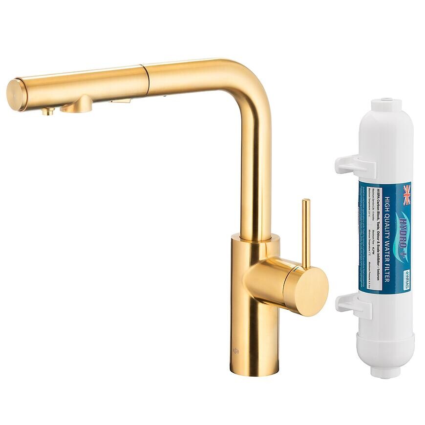 Drezová batéria Duero Pure Basic Light Gold s filtráciou vody výsuvný výtok