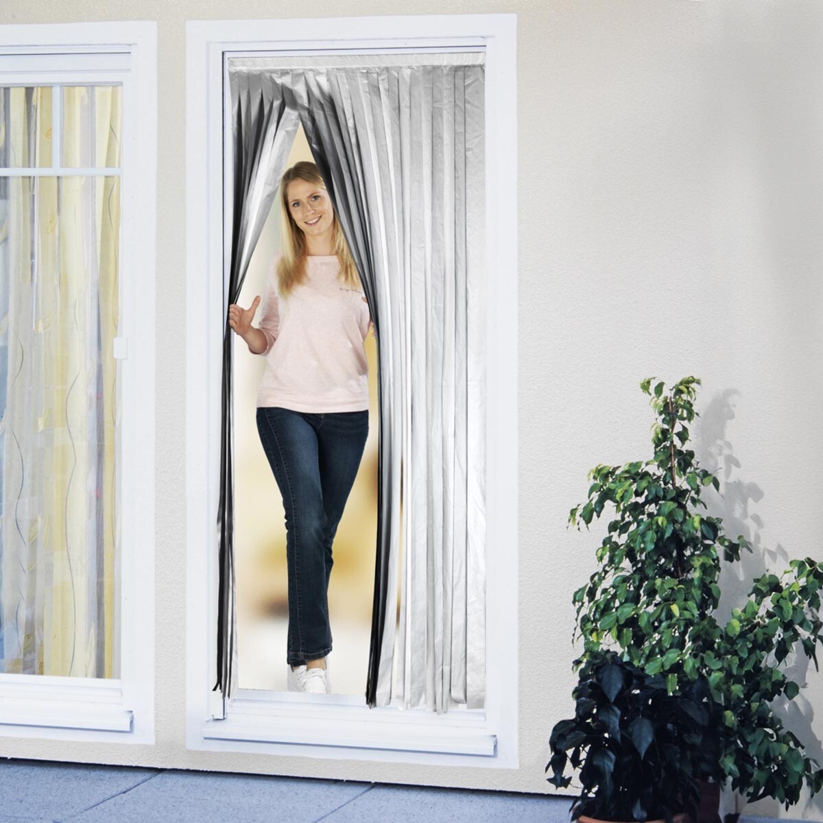 Tepelný záves dverí 2v1