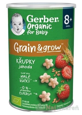 Gerber Organic CHRUMKY Pšeničné jahoda 8m+ 35g