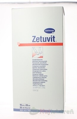 ZETUVIT kompres nasiakavý sterilný 10x20 cm 25 ks