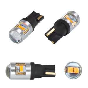 LED autožiarovky T10 / 12-24V - oranžové 6x LED CSP CANBUS (2ks)