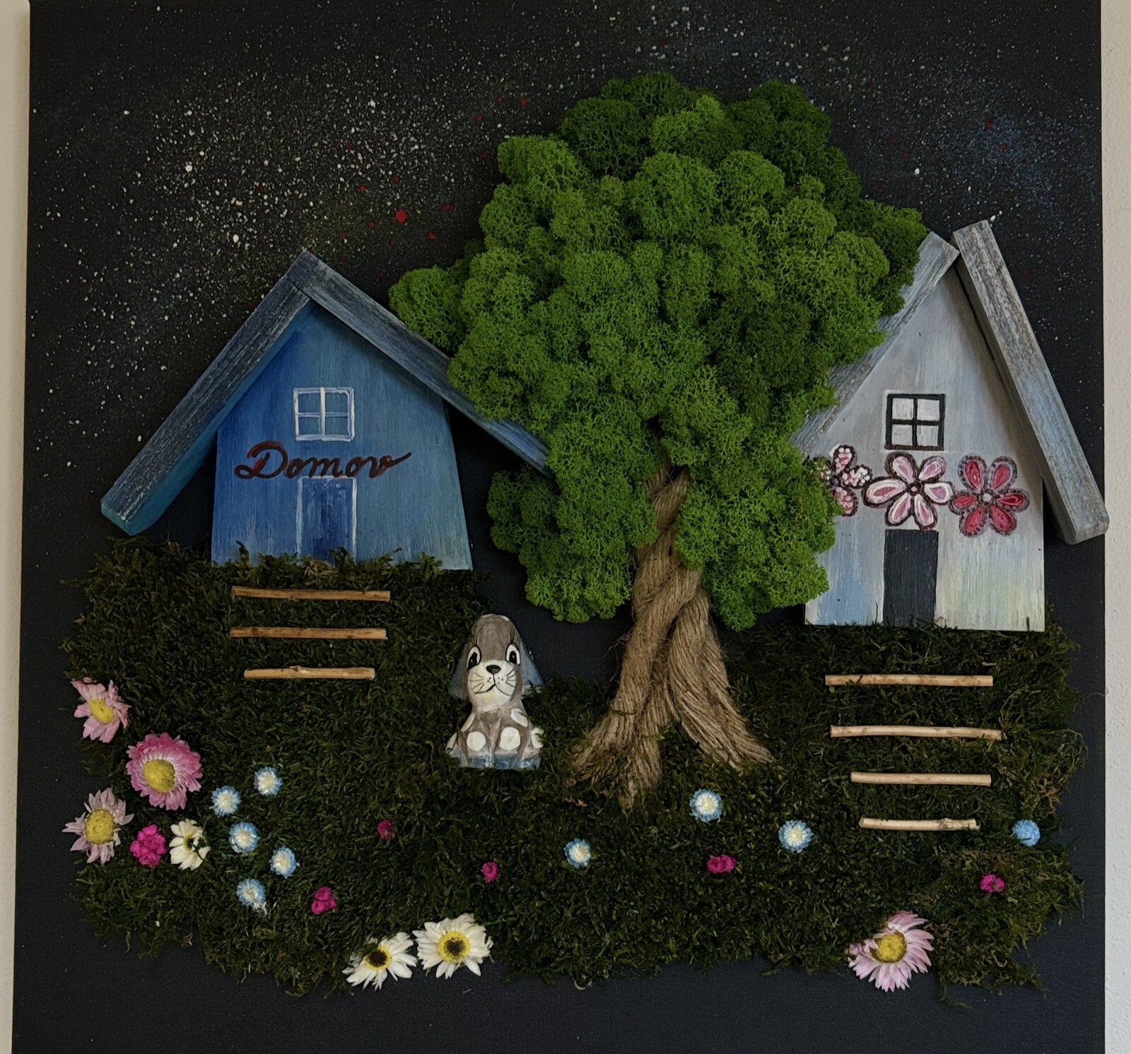 Machový obraz Dedinka so psíkom