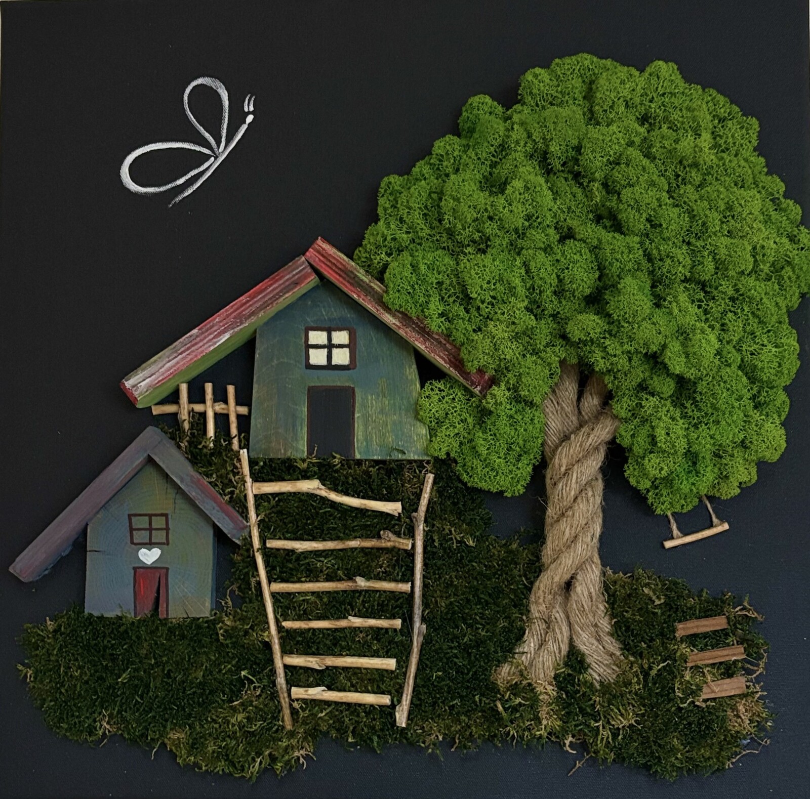 Machový obraz Dom so schodmi