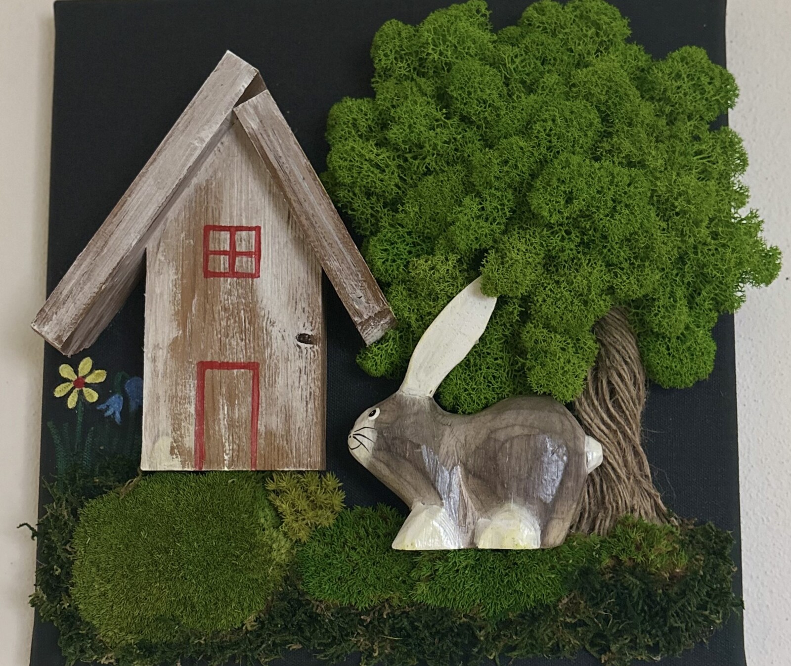 Machový obraz Dom so zajacom