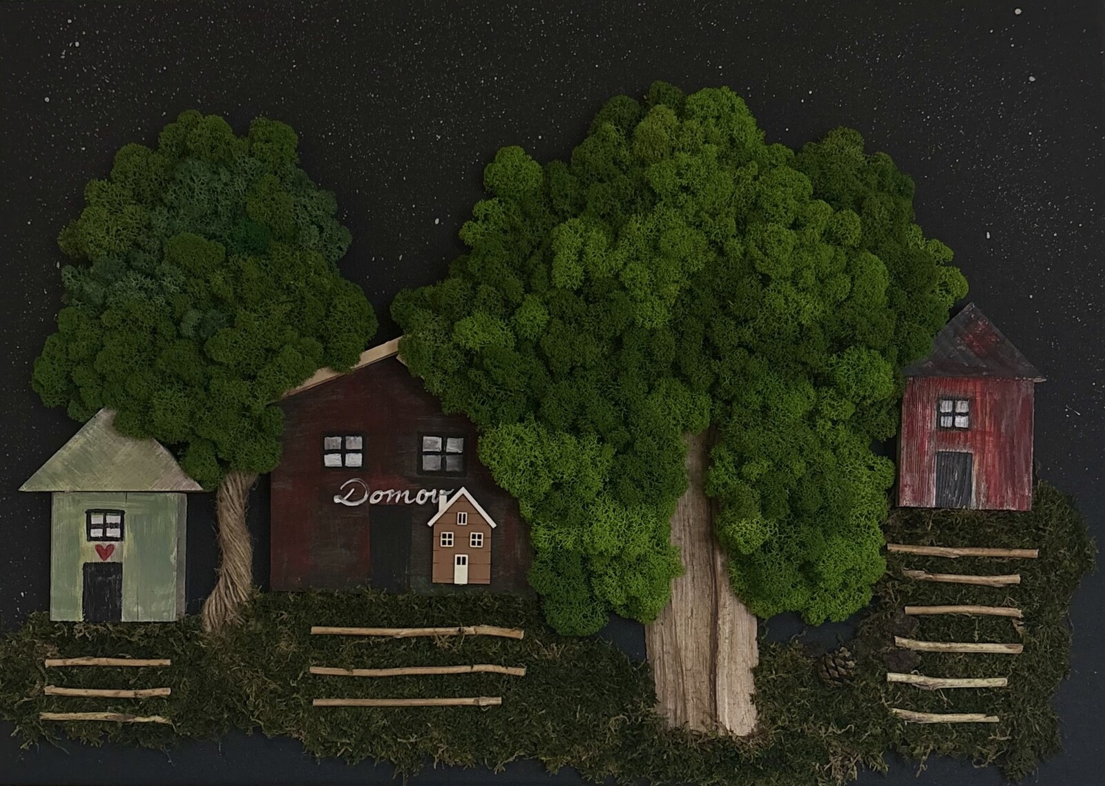 Machový obraz Dedina pod hviezdami