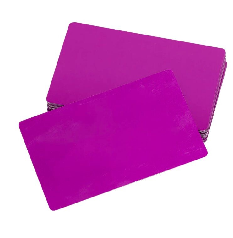 Hliníková vizitka, karta pre testovanie a laserové gravírovanie - Fialová