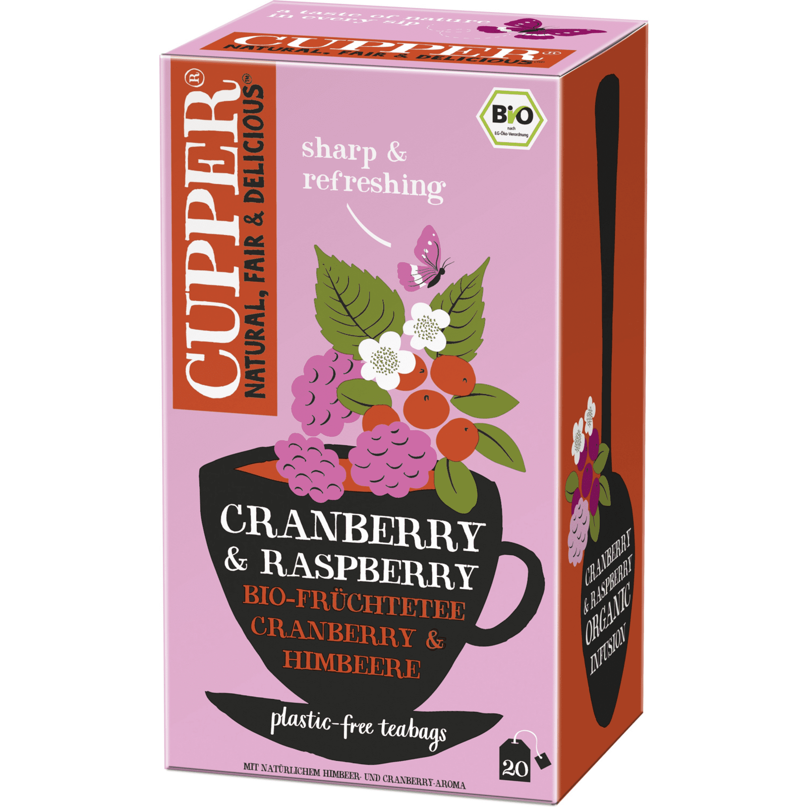 CUPPER BIO Bylinný čaj s brusnicami a malinami 20 x 2.5 g