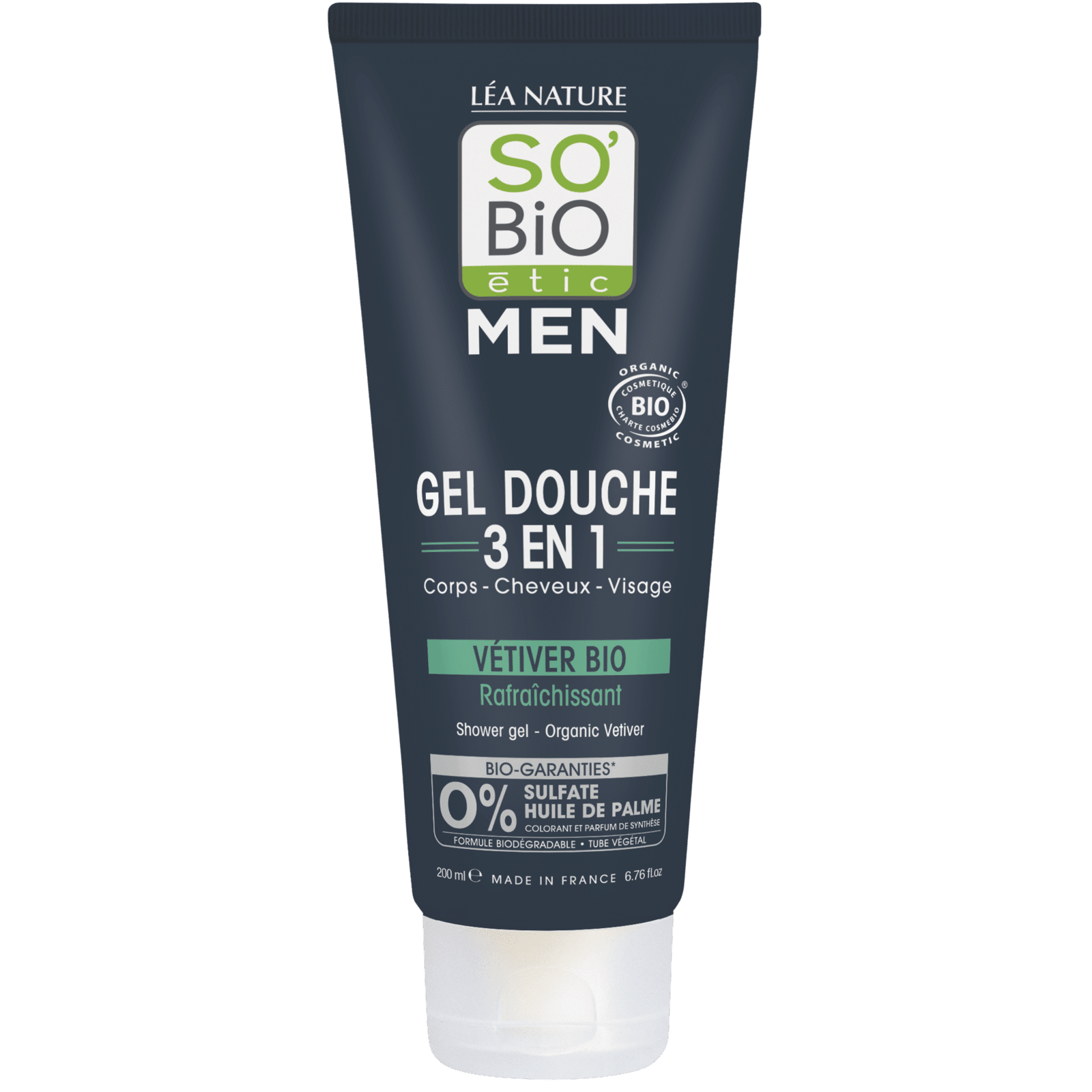 SO'BIO ÉTIC Gél sprchový men 3v1 - osviežujúci vetiver bio 200 ml