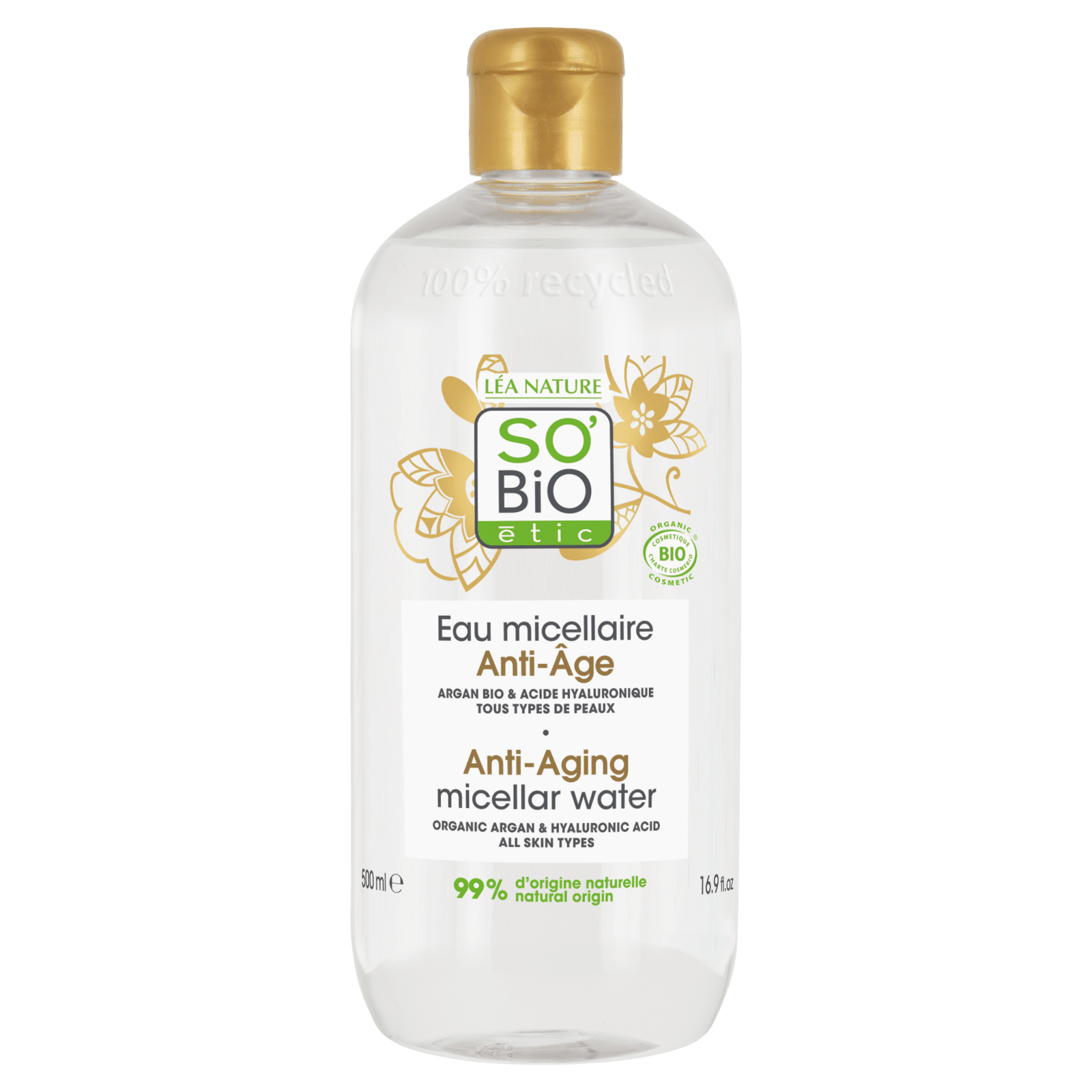 SO'BIO ÉTIC Anti-Age Precieux Argan Voda micelárnej Anti-age s hyalurónom bio 500 ml