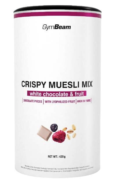 GYMBEAM Crispy Muesli Mix biela čokoláda a ovocie 420 g