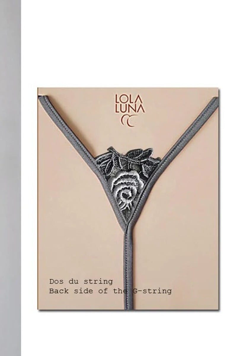 Sivé mikro tangá s čipkou Lali