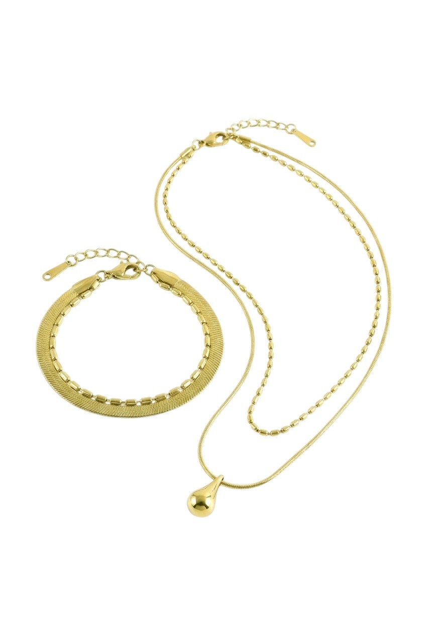 Victoria Walls Set pozlátených šperkov VWS260855G (náhrdelník, náramok)