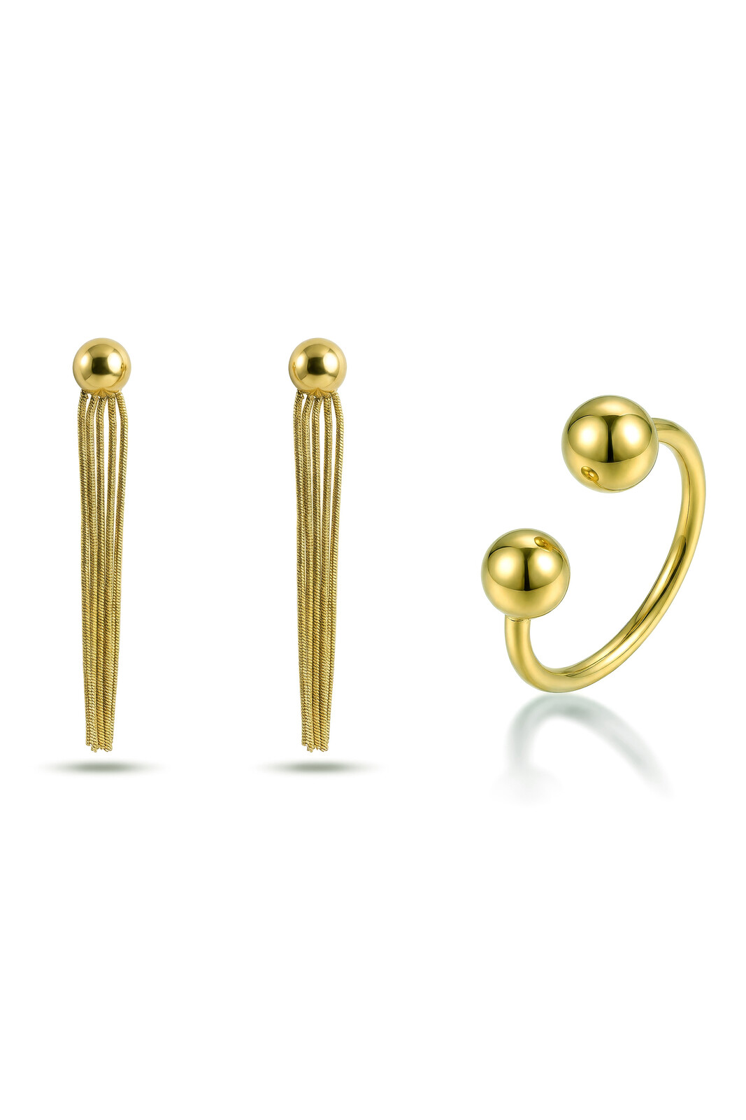 Victoria Walls Set pozlátených šperkov VWS260866G (prsteň, náušnice)