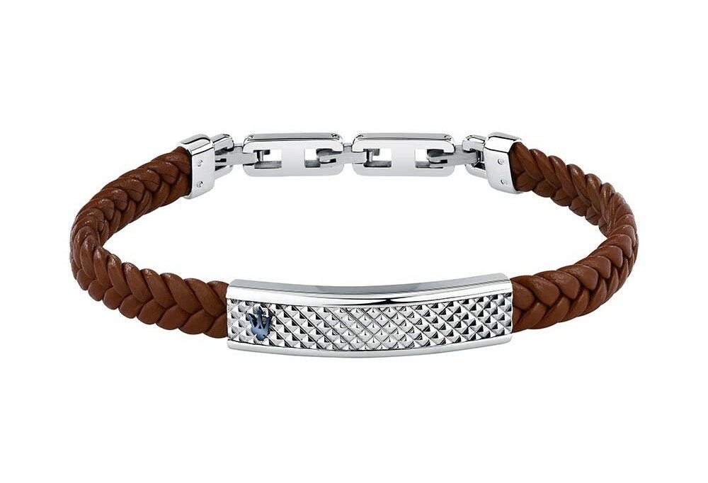 Maserati Hnedý kožený náramok pre mužov Leather JM525AVE37