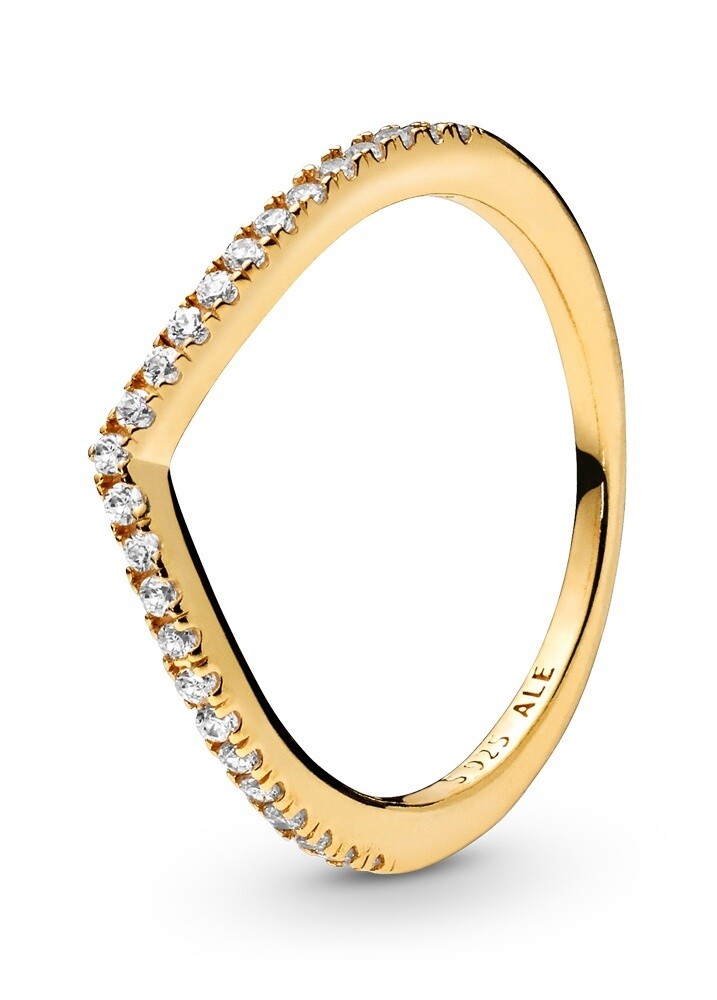 Pandora Pozlátený prsteň s kamienkami Timeless Shine 168758C01 52 mm