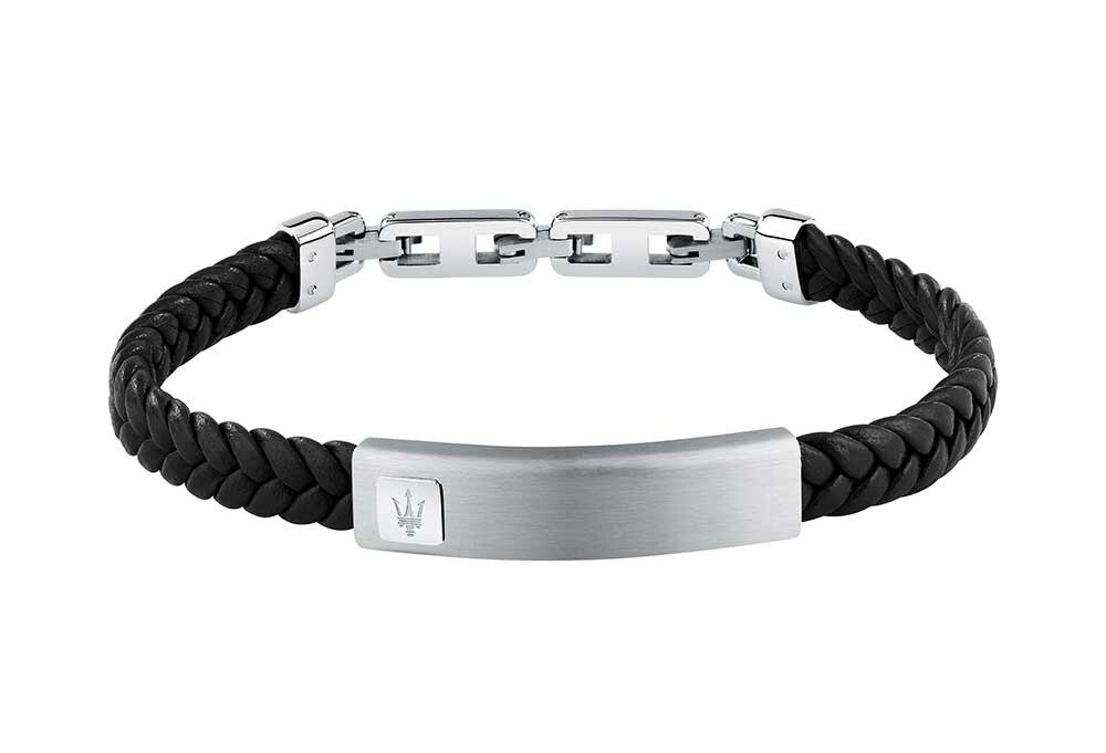 Maserati Čierny kožený náramok pre mužov Leather JM525AVE34