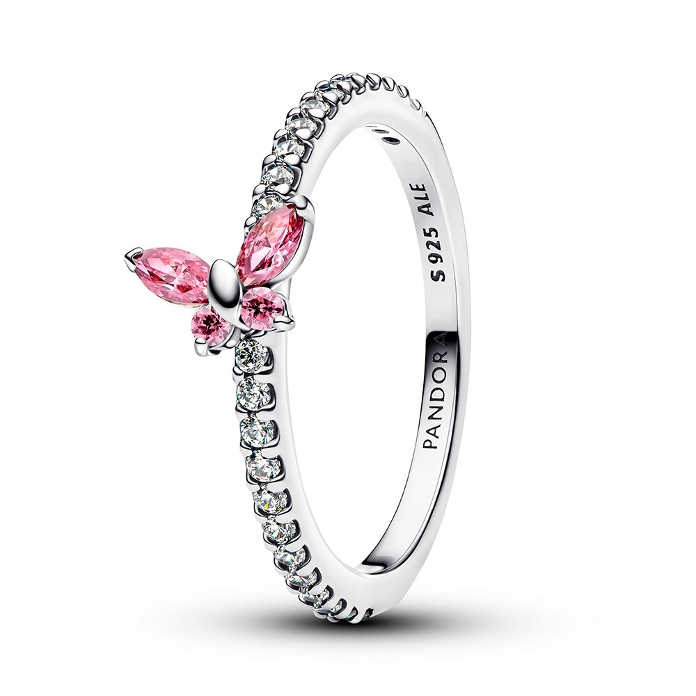Pandora Nežný strieborný prsteň Ružový motýlik Timeless 194269C02 60 mm