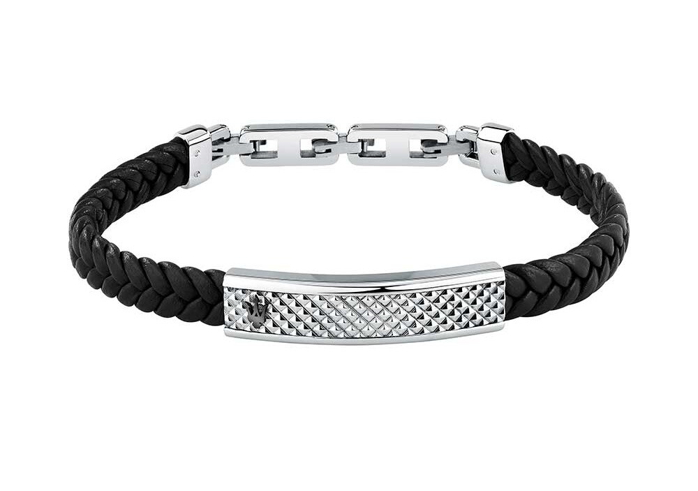 Maserati Čierny kožený náramok pre mužov Leather JM525AVE36