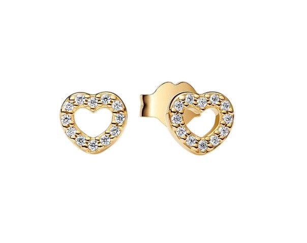 Pandora Pozlátené kôstky Srdiečka so zirkónmi Shine Timeless 260528C01