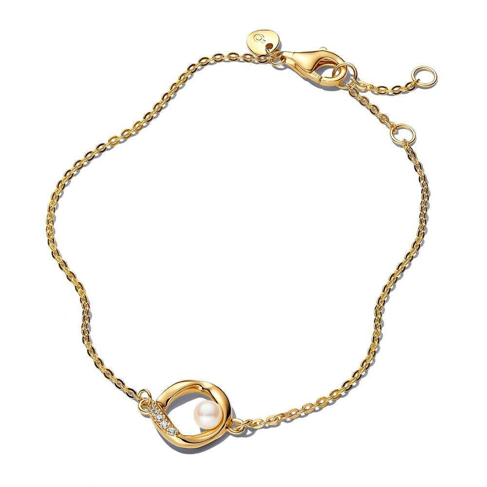 Pandora Pozlátený náramok s perlou a zirkónmi Essence Shine 563830C01 20 cm