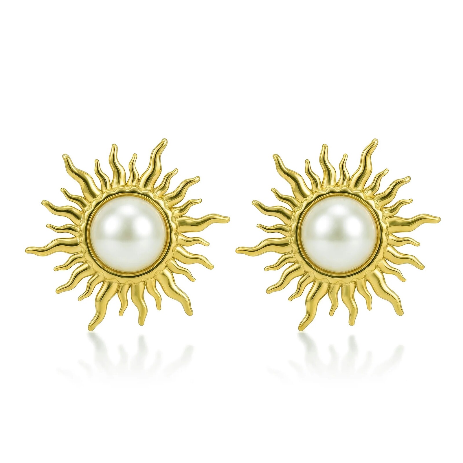 Victoria Walls Pozlátené náušnice Slnko s perlou Elmora Gold VWE260670G