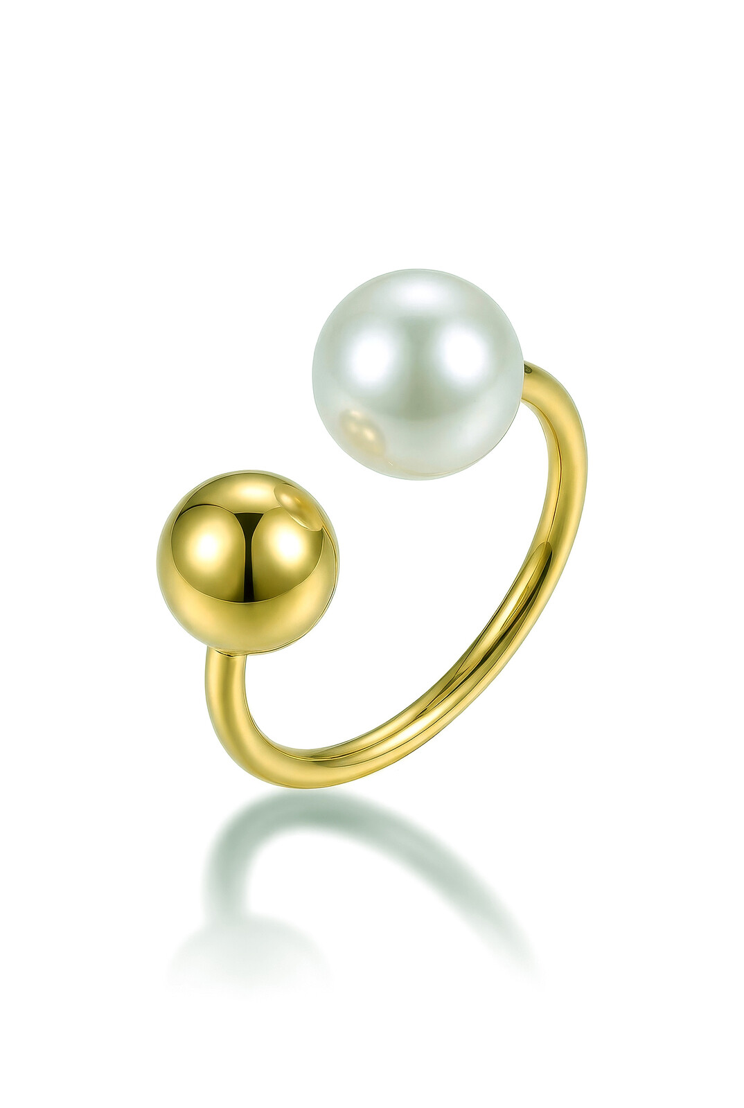 Victoria Walls Otvorený pozlátený prsteň s perlou VWR260765G