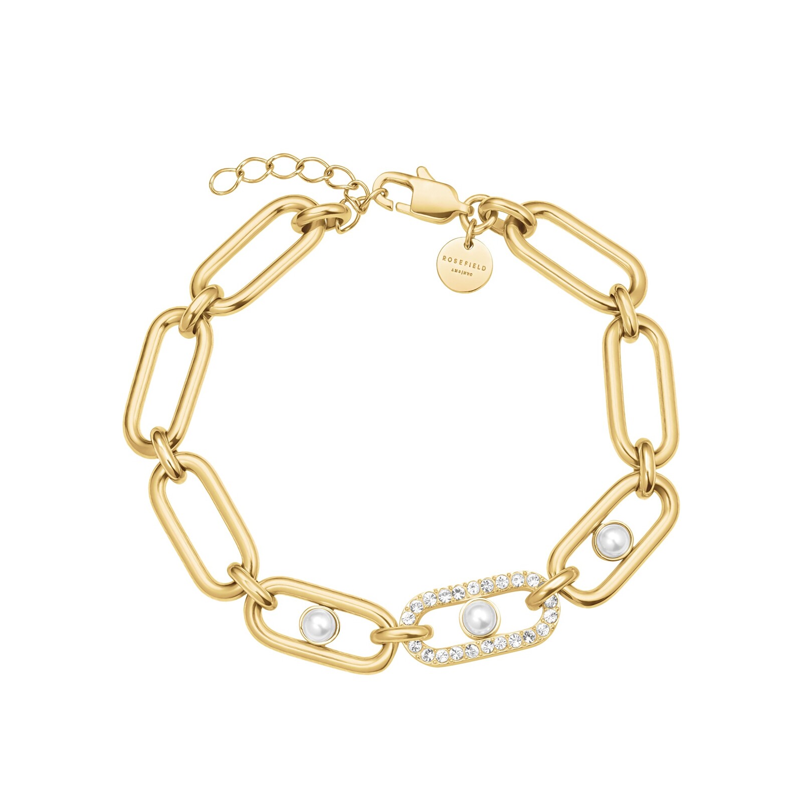 Rosefield Trblietavý pozlátený náramok s perlami JBPLG-J1296