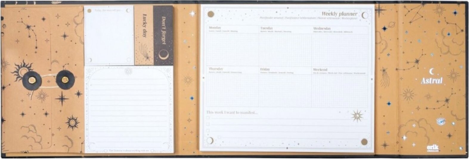 Astral: Týždenný plánovač v zložke s lepiacimi štítkami