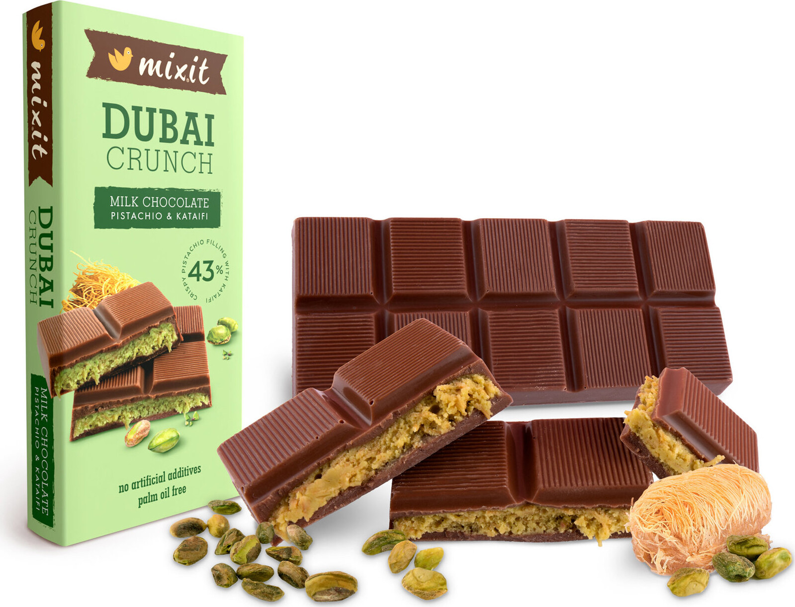 Mixit Dubajská čokoláda Mixit s pistáciovou náplňou