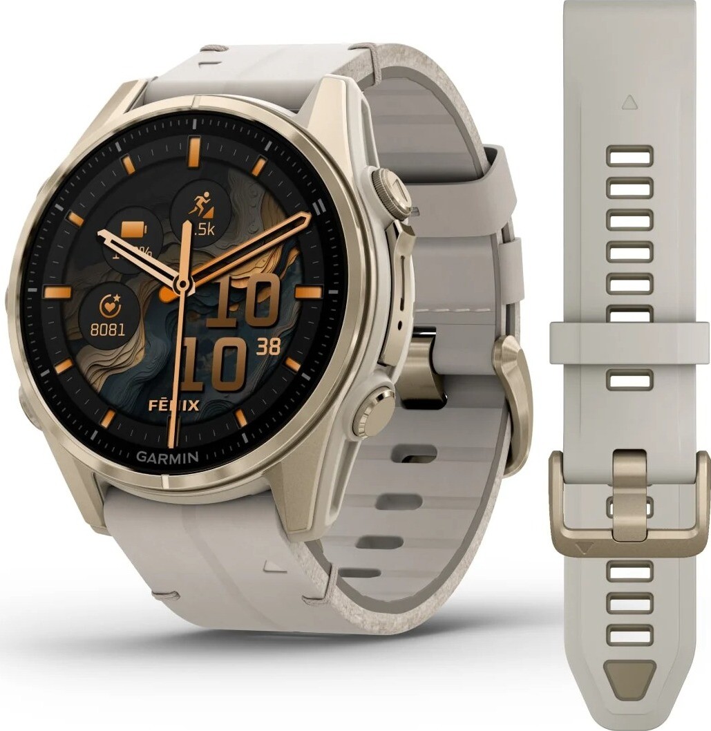 Garmin Fenix 8 43 mm AMOLED Sapphire Soft Gold/Limestone leather