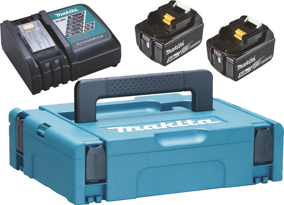 MAKITA – Súprava Li-ion LXT 18 V 2 × akumulátor 5,0 Ah BL1850B + nabíjačka DC18RC + Makpac