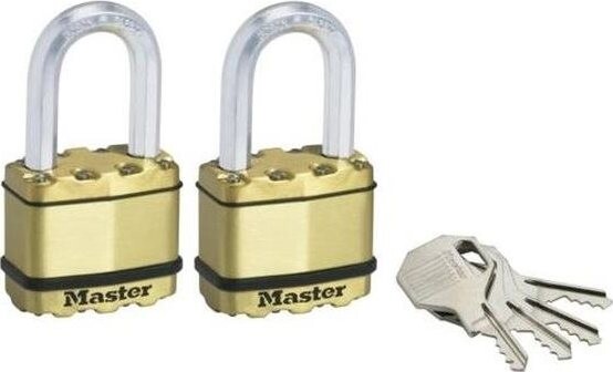 Master Lock – Súprava 2 ks mosadzných visiacich zámkov M5BEURTLF – Master Lock Excell – 50 mm