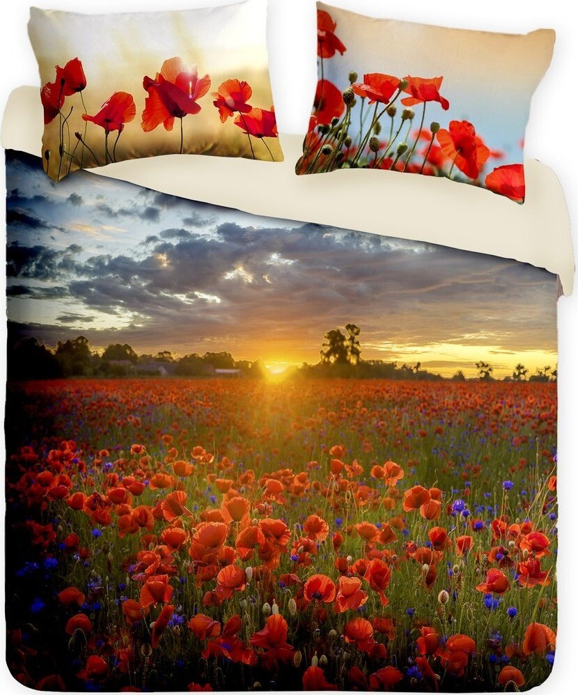 Gipetex 3D Bavlnené obliečky Papaveri 220 × 200, 70 × 90 cm (2 ks)
