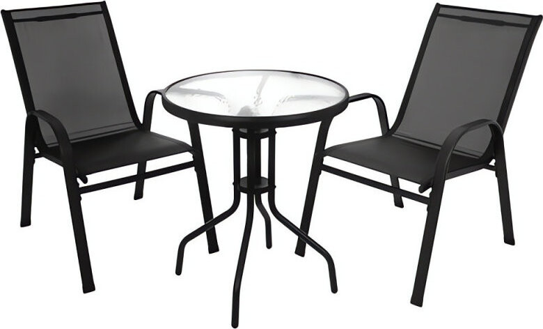 Gardlov 27568 Balkonový set stůl + 2 židle, černý