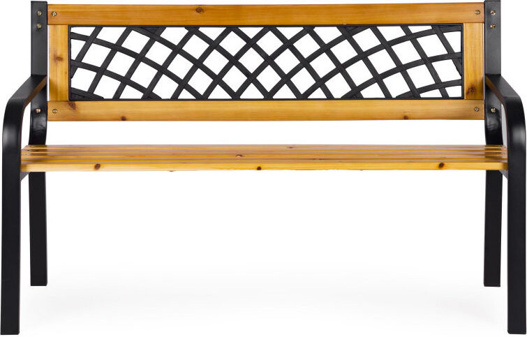 MultiGarden WYI-XG2090 Dřevěná zahradní lavice s prolamovaným opěradlem 118 × 52 cm