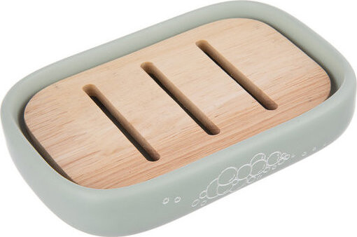 ORION Držiak mydla polyresin/gumovníkové drevo Greenish