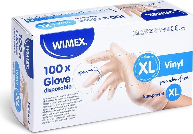Wimex vinylové rukavice, nepudrované, transparentné `XL` – 100 ks